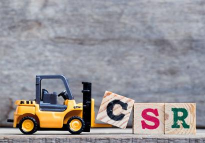 photo of a construction truck placing CSR cube games